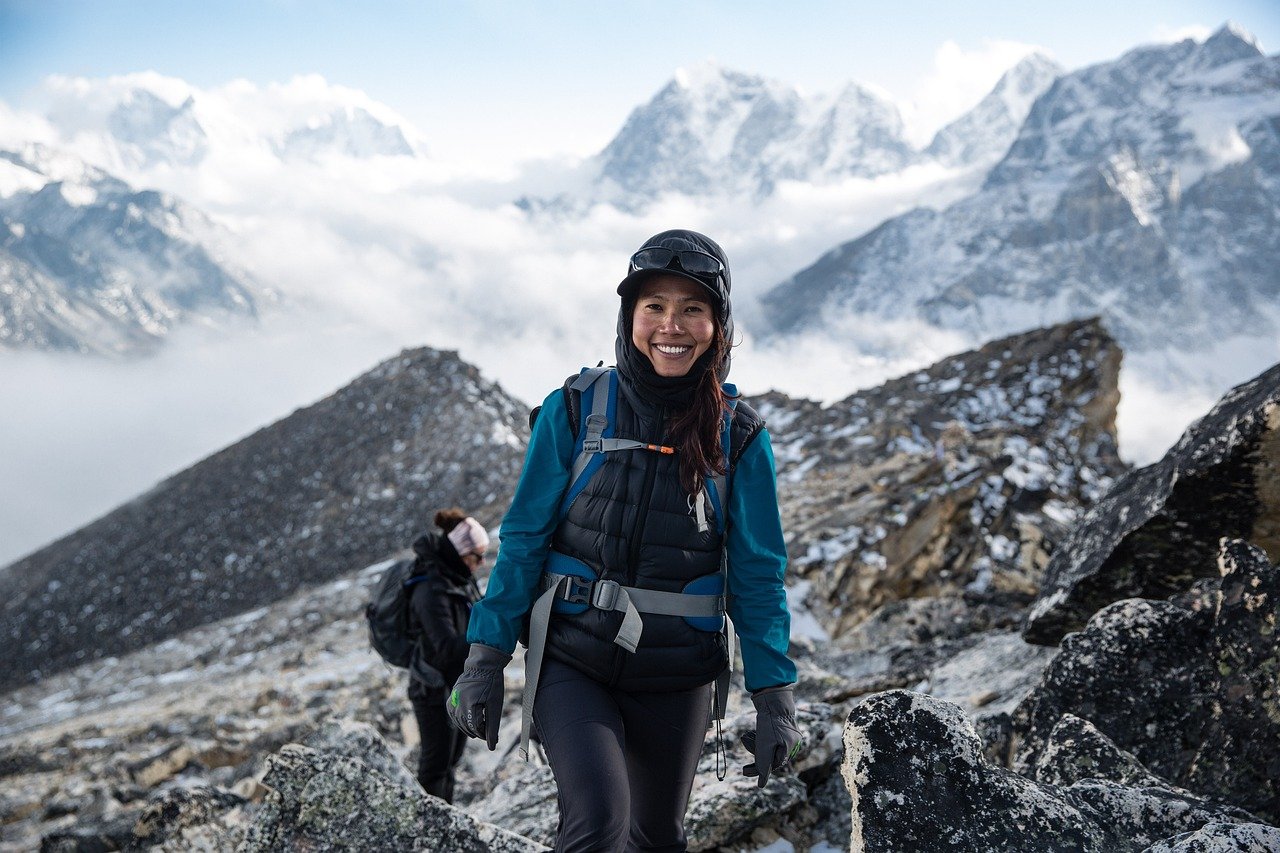 hiking, mountains, posing